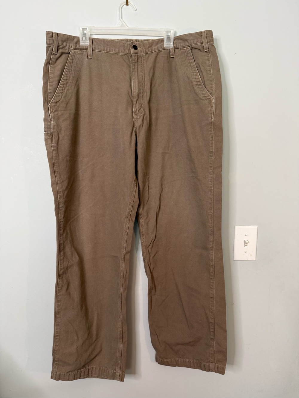 Carhartt Relaxed Fit Pants Men's 42/32 RN# 14806 Workwear Khaki Construction